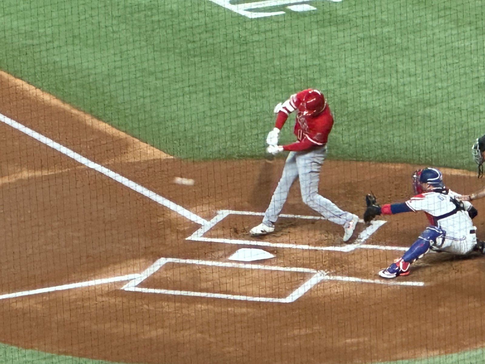 Angels batter making contact